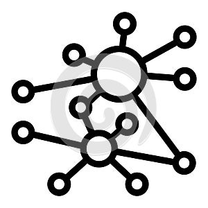 Polygonal net algorithm line icon, neural network concept. Vector graphics. Data graph cloud, deep learning sign on