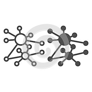 Polygonal net algorithm line and solid icon, neural network concept. Vector graphics. Data graph cloud, deep learning