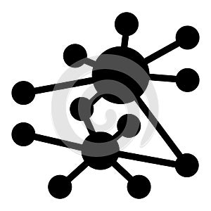 Polygonal net algorithm solid icon, neural network concept. Vector graphics. Data graph cloud, deep learning sign on