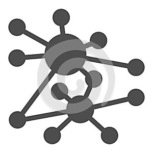 Polygonal net algorithm solid icon, neural network concept. Vector graphics. Data graph cloud, deep learning sign on