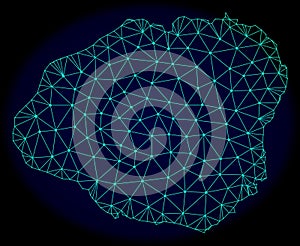 Polygonal Network Mesh Vector Abstract Map of Kauai Island