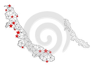 Polygonal Network Mesh Vector Veracruz State Map with Stars