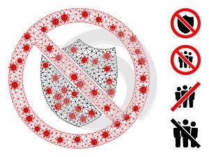 Polygonal Network No Shield Icon with Pathogen Items