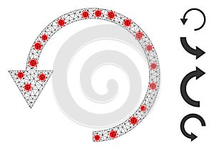 Polygonal Network Rotate Ccw Icon with Infectious Elements