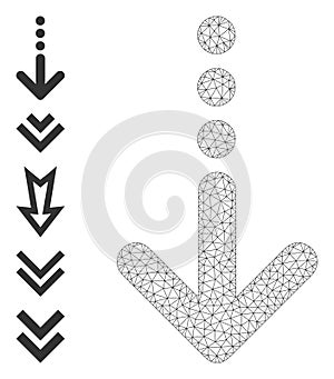 Polygonal Network Send Down Icon with Simple Glyphs