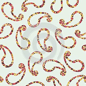 Polygonal paisley background. Seamless pattern.