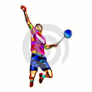 Polygonal professional badminton player