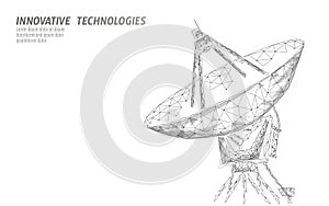 Polygonal radar antenna space defence abstract technology concept. Scanning detect military danger maneuver wireframe