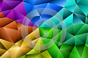 Polygonal rainbow mosaic background. Abstract low poly vector illustration. Triangular pattern, copy space. Template