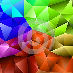 Polygonal rainbow mosaic background. Abstract low poly vector illustration. Triangular pattern in halftone style
