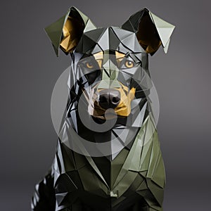 Polygonal Rottweiler Art: A Unique Fusion Of Mike Campau\'s Style And Georges Braque\'s Influence photo