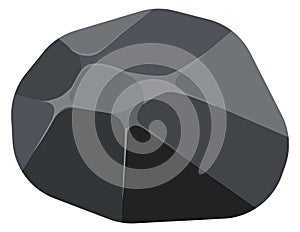 Polygonal stone. Cartoon coal icon. Graphite rock