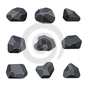 Polygonal stones rock graphite coal elements for computer and app games photo