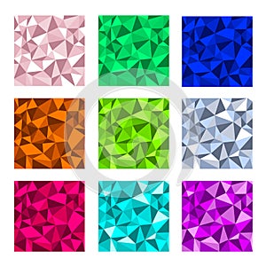 Polygonal triangle backgrounds colorful set. Vector illustration.