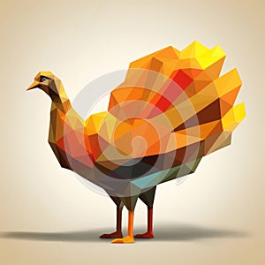 polygonal turkey on a beige background
