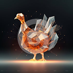 polygonal turkey on black background