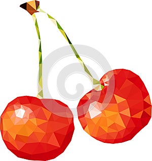 Polygonal vector red cherry photo