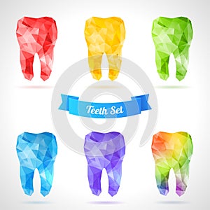 Polygonal vector set of teeth. photo