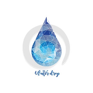 Polygonal water drop. Low poly style