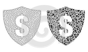 Polygonal Wire Frame Mesh Dollar Shield and Mosaic Icon