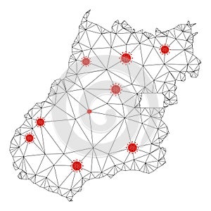 Polygonal Wire Frame Mesh Vector Goias State Map with Coronavirus