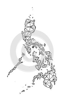 Polygonal Wire Frame Mesh Vector Map of Philippines