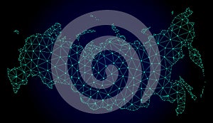 Polygonal Wire Frame Mesh Vector Map of Russia