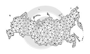 Polygonal Wire Frame Mesh Vector Map of Russia