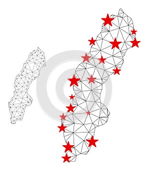 Polygonal Wire Frame Mesh Vector Sweden Map with Stars