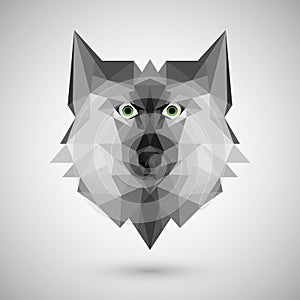 Polygonal wolf head logo, vector illustration