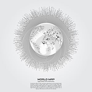 Polygonal world map. Point and line composition. Global network connection continent and planet, vector illustration.