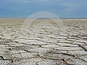 Salt flat polygons in desert , Iran