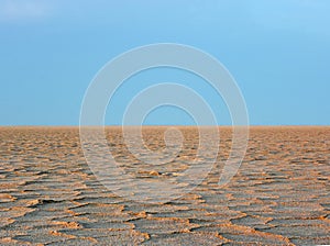 Salt flat polygons in desert photo