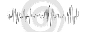 Polygraph or seismometer diagram. Seismogram or lie detector graph. Ground motion, sound or pulse record waveform