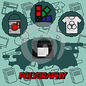 Polygraphy flat concept icons