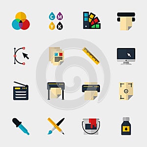 Polygraphy flat icons