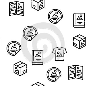 Polygraphy Printing Service Icons Set Vector
