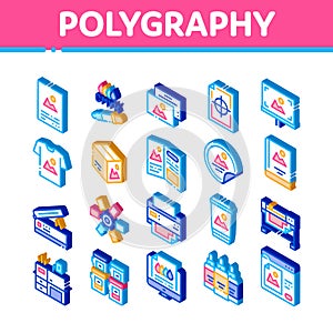 Polygraphy Printing Service Isometric Icons Set Vector