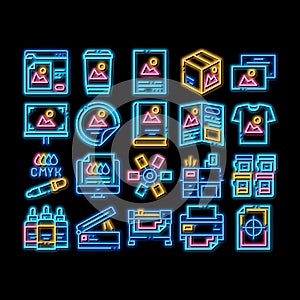 Polygraphy Printing Service neon glow icon illustration