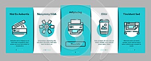 Polygraphy Printing Service Onboarding Elements Icons Set Vector