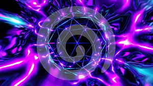 polyhedral kinetic ball on blue violet abstract space galaxy background vj loop