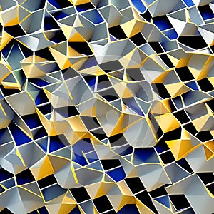 Polyhedral Patterns: An image of a geometric pattern created with polyhedra, in a mix of bold and muted colors5, Generative AI