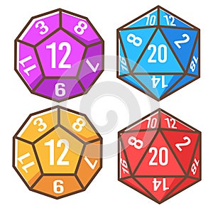 Polyhedron dice cube with numbers, playing games