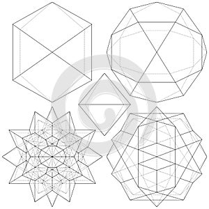 Polyhedron From The Simple To The Complicated Shape Vector. Illustration Isolated On White Background.