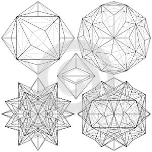 Polyhedron From The Simple To The Complicated Shape Vector. Illustration Isolated On White Background.