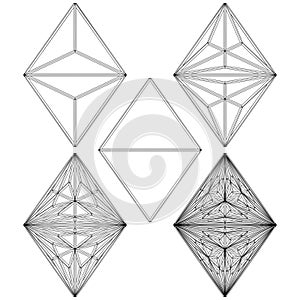 Polyhedron From The Simple To The Complicated Shape Vector. Illustration Isolated On White Background.