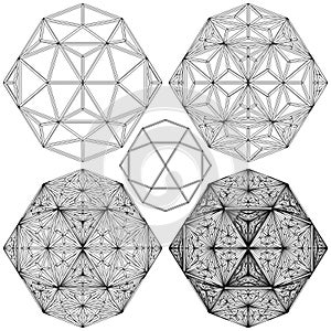 Polyhedron From The Simple To The Complicated Shape Vector. Illustration Isolated On White Background.