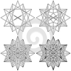 Polyhedron Star From The Simple To The Complicated Shape Vector. Illustration Isolated On White Background.