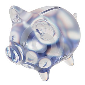 Polymath (POLY) Clear Glass piggy bank with decreasing piles of crypto coins.