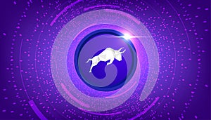 Polymath POLY coin crypto currency themed banner. POLY icon on modern purple color background